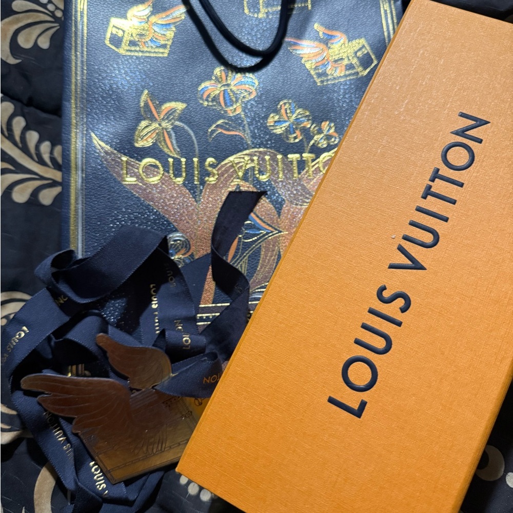 Louis Vuitton Navy and Gold Floral Bag with Cologne Box